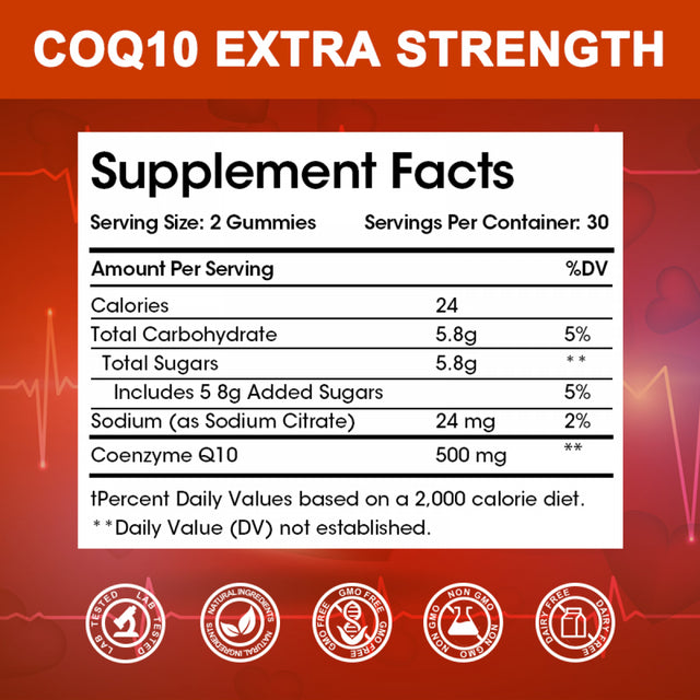 Catfit Coq10 500Mg Gummies Ultra High Absorption Coenzyme Q10 Supplements for Vascular and Heart Health - 60 Count