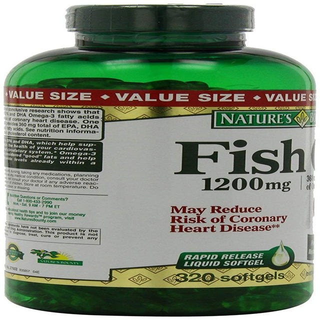 Nature'S Bounty Omega-3 Fish Oil 1200 Mg Softgels 320 Ea