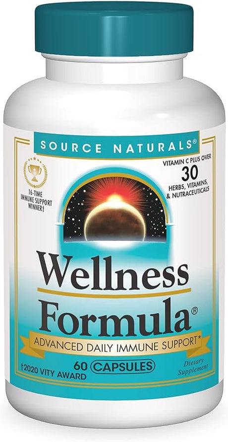 Source Naturals Wellness Formula Bio-Aligned Vitamins & Herbal Defense for Immune System Support - Dietary Supplement & Immunity Booster - 60 Capsules