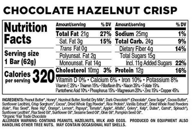 Perfect Bar Chocolate Hazelnut Crisp Protein Bar, High Protein, Gluten Free, Soy Free, Non GMO, No Sugar Alcohols, 2.3 Ounce Bars, 8 Count