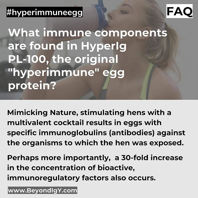 PL-100 Protein Powder Original Hyperimmune Egg Supplement with Immune Components Immune, Digestive, Joint and Energy Support (4.5G) Servings