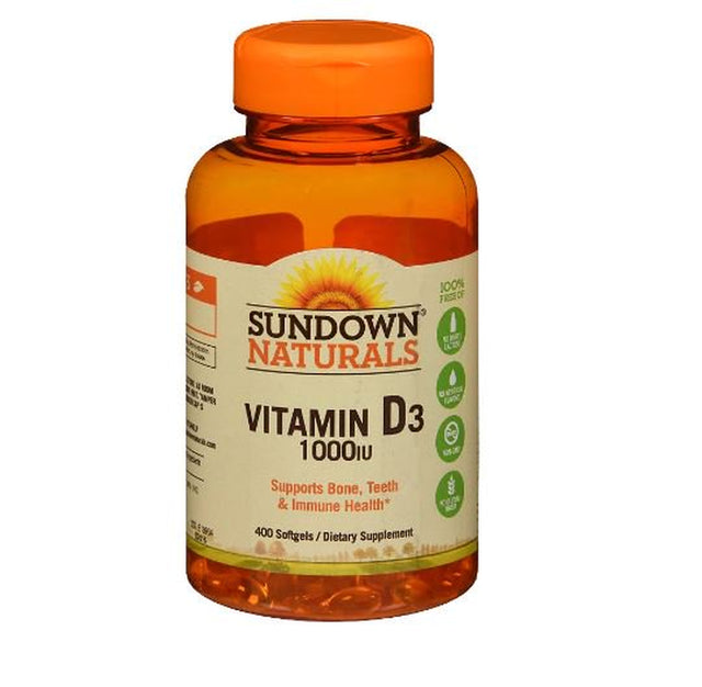 Sundown Naturals Vitamin D3 25 Mcg 1000 IU, 400 Softgels, 3-Pack