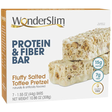 Wonderslim Fluffy Salted Toffee Pretzel Protein & Fiber Bar and Lemon Meringue Gourmet Snack Bar Bundle