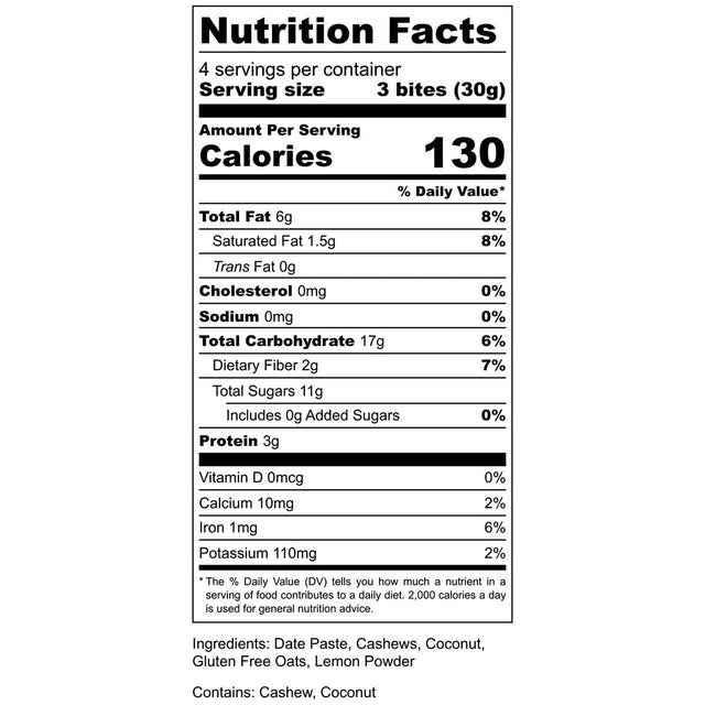 AMG Snacks Lemon Coconut Energy Bites,4.3 Ounces,Pack of 3 (18 Bites Total),On-The-Go Date and Nut Energy Bites,Non Gmo,Gluten Free,Vegan,Made with All Natural Ingredients