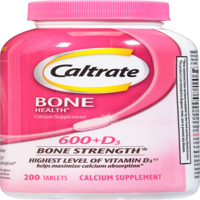 Caltrate 600+D3 Calcium and Vitamin D Supplement Tablets - 200 Count