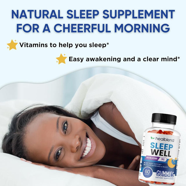 Healblend Sleep Well Gummies with Vitamin B6, Passiflora Extract, Melatonin, 60 Gummies