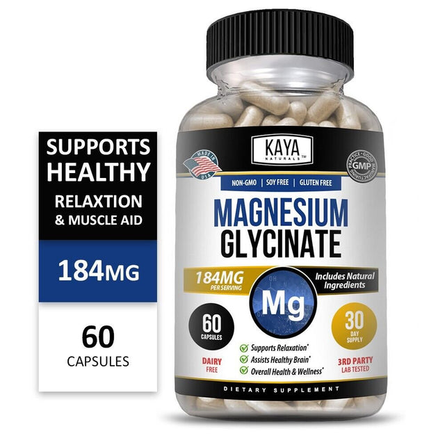 Magnesium Glycinate 184 Mg Chelated RLS Improved Sleep, Stress & Anxiety Relief