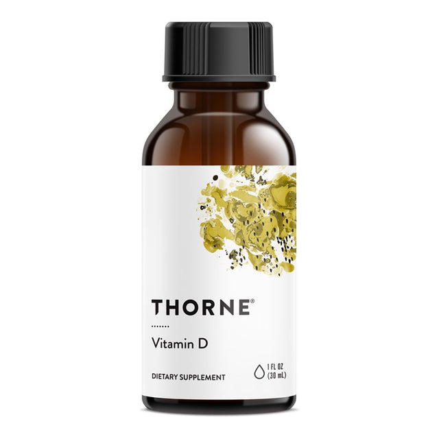 Thorne Vitamin D Liquid, Vitamin D Supplement, Supports Healthy Bones and Muscles, Cardiovascular Health, and Immune Function*, Gluten-Free, Soy-Free, Dairy-Free, 1 Fl Oz (30 Ml)- 600 Servings