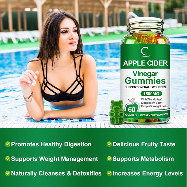 Apple Cider Vinegar Gummies - 1500Mg - Formulated to Support Weight Loss Efforts & Gut Health - Supports Digestion, Detox & Cleansing - ACV Gummies (60 Gummies)