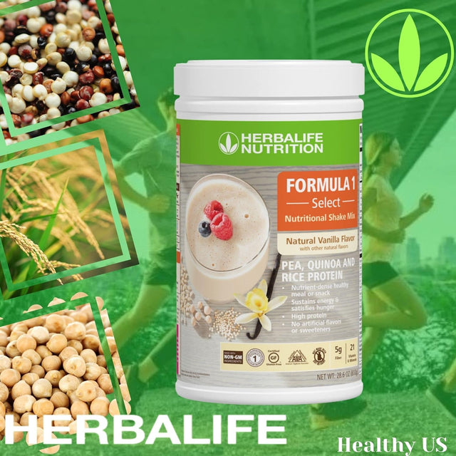 HERBALIFE Formula 1 Select: Nutritional Shake Mix - Natural Vanilla Flavor 810G, Nutrient Dense Healthy Meal or Snack, High Protein, No Artificial Flavor or Sweeteners, NON-GM, Gluten Free, Certified Vegetarian