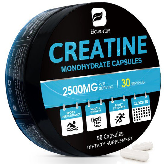 Beworths Creatine Monohydrate Capsules Creatine Pill Muscle Growth Creatine Sport Supplements -90 CT