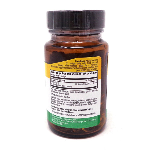 Country Life Vitamin D3 2500 IU - 60 Softgels