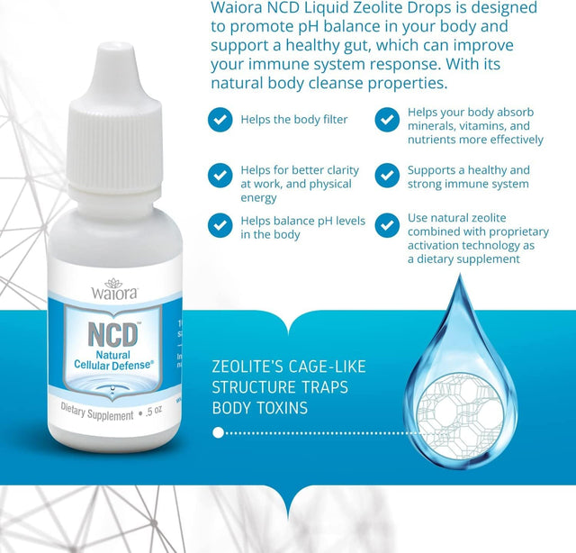 NCD Activated Liquid Zeolite Drops, Zeolite Liquid Drops/Mixed in Food/Drinks, Natural Body Cleanse & Promotes Immune Support, All Natural Ph Balance Zeolite Liquid Drops - 1 Bottle - 0.5 Oz