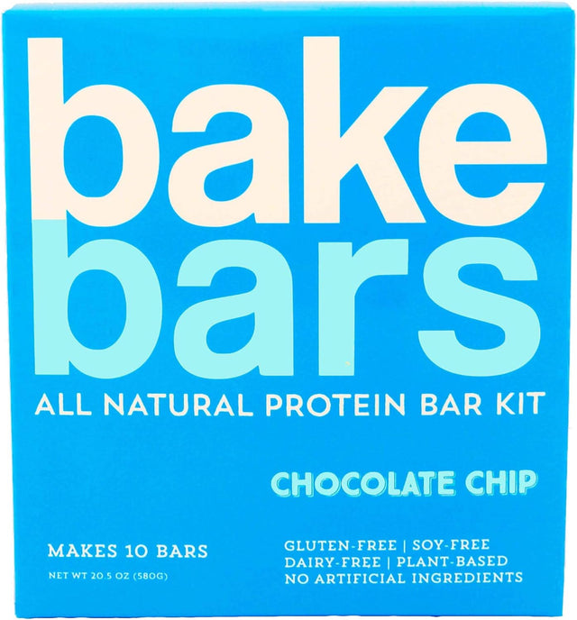 Bakebars All-Natural Protein Bar Kit - Chocolate Chip - Includes Pre-Measured, Macro-Friendly Ingredients for 10 Nutrition Bars - Soy, Dairy & Gluten-Free -Healthy Snack with Nutrients, Flavor & Fiber