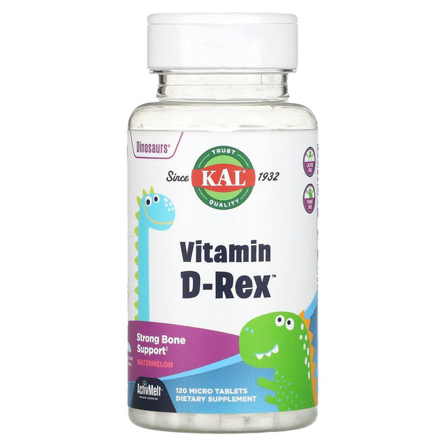 KAL Dinosaurs, Vitamin D-Rex, Watermelon, 120 Micro Tablets