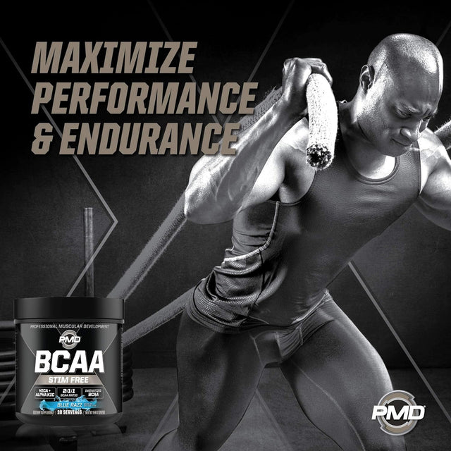 PMD Sports CG5 - Premium Creatine and L-Glutamine Powder (60 Servings) Sports BCAA Stim Free Amino Acids for Enhanced Recovery – Blue Razz (30 Servings)