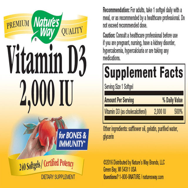 Nature'S Way Vitamin D3 Softgels, 240 Ct