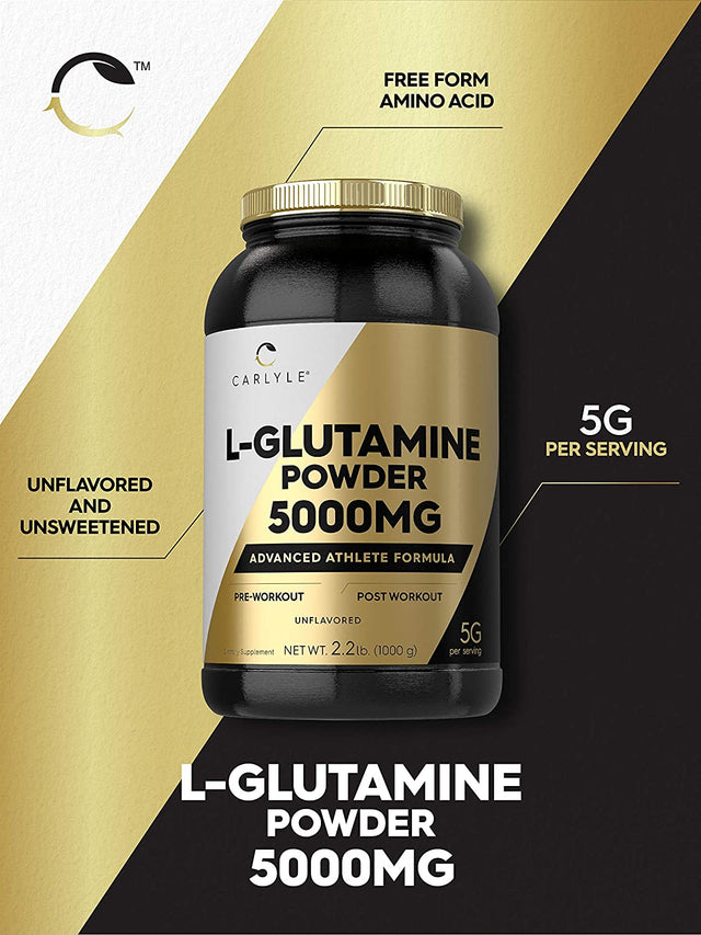 Carlyle L Glutamine Powder | 5000Mg | Unflavored | 2.2 Lbs | Vegetarian, Non-Gmo, Gluten Free | L-Glutamine Supplement