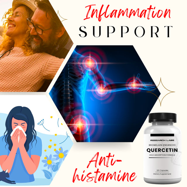 Research Labs Quercsalis™ Quercetin W/ Bromelain, 2 Bottle Special, 240 Veg Capsules. High Absorption Formula. Supports Cardiovascular, Immune, Anti-Inflammatory, Anti-Oxidant Health