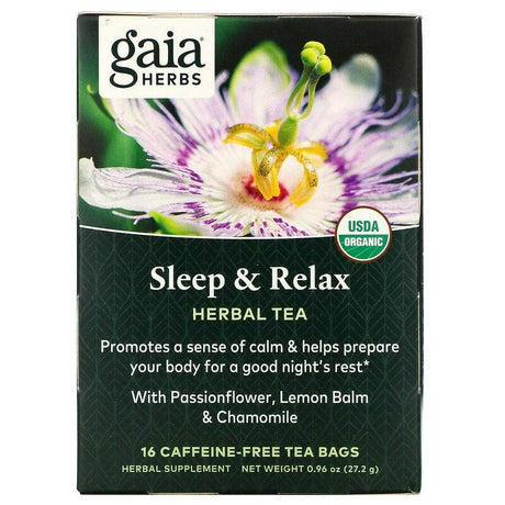 Gaia Herbs, Herbal Tea, Sleep & Relax, Caffeine-Free, 16 Tea Bags, 0.96 Oz Pack of 2