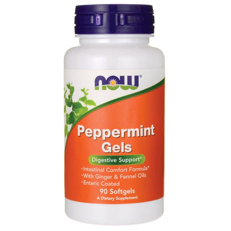 NOW Supplements, Peppermint Gels with Ginger & Fennel Oils, Enteric Coated, Digestive Support*, 90 Softgels