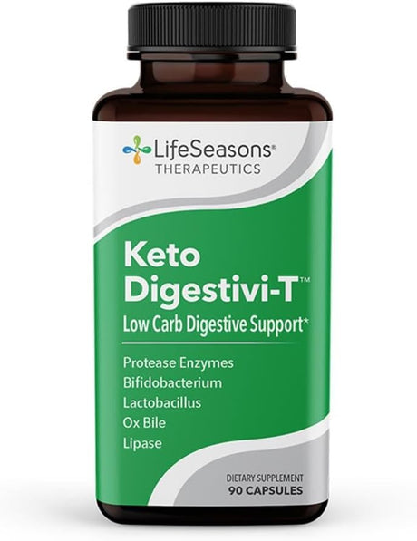 Lifeseasons - Keto Digestivi-T - Low-Carb Digestion Support - Supplement for Nutrient Absorption & Gut Health - Relief for Bloating & Digestive Discomfort - Probiotic - 90 Capsules