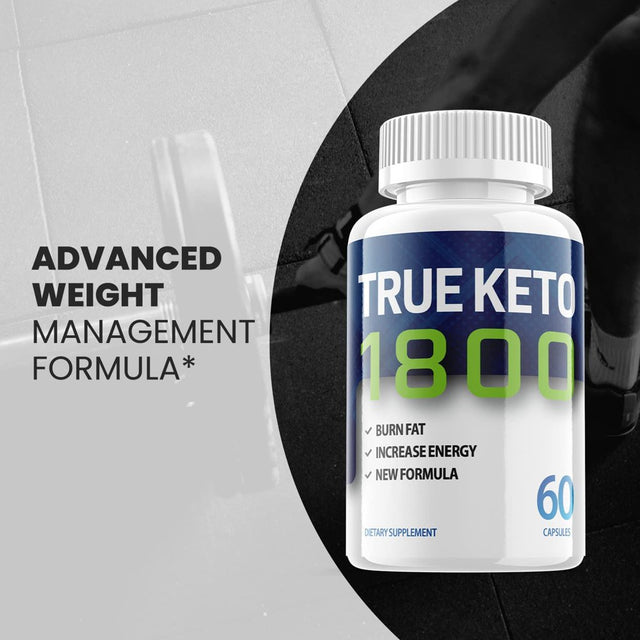 True Keto 1800 - Keto Supplement for Weight Loss - Energy & Focus Boosting Dietary Supplements for Weight Management & Metabolism - Advanced Fat Burn Raspberry Ketones Pills - 60 Capsules (1 Pack)