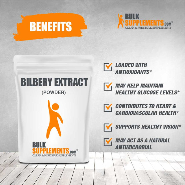 Bulksupplements.Com Bilberry Extract Powder - Eye Pressure Support - Antioxidant Powder - Eye Supplement (100 Grams - 3.5 Oz)