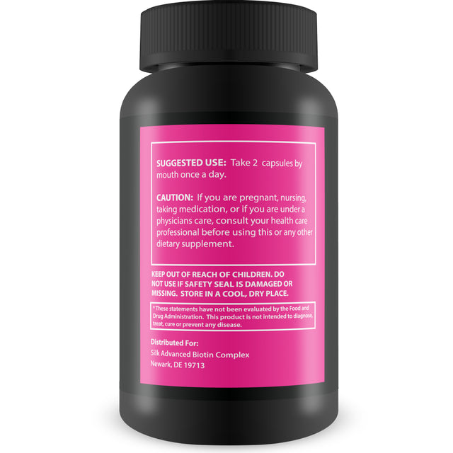 Silk Advanced Biotin Complex - Promotes Stronger, Longer Hair - Healthier Skin - Ultimate Nail Strength - 60 Capsules