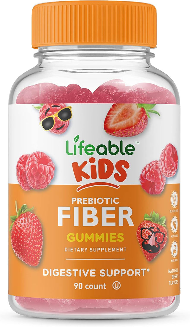 Lifeable Prebiotic Fiber Supplement Gummies for Kids - 5G - Great Tasting Natural Flavored Gummy - Gluten Free, Vegetarian, GMO Free Chewable - for Children, Teen, Toddler - 90 Gummies - 45 Doses