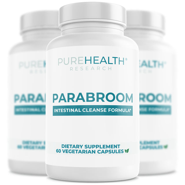 Parabroom Colon Cleanser and Dewormer for Humans - Gut Cleanse Detox and Bloating Relief - Wormwood Supplement with Black Walnut, Papain, and Turmeric Capsules by Purehealth Research X3