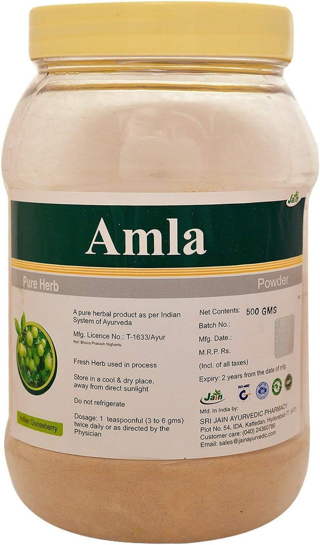 Jain'S Amla Powder - 500 Gram - Indian Ayurveda'S Pure Natural Herbal Supplement Powder