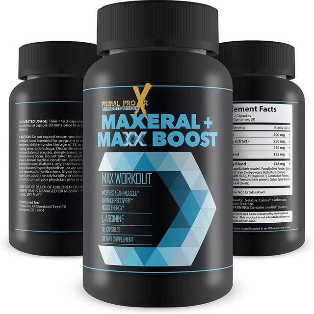 Maxeral + Maxx Boost - Max Workout - Explosive Muscle Growth and Support - Improve Your Gains and Give Yourself an Alpha Edge - Support Recovery and Blood Flow Blend - 30 Servings