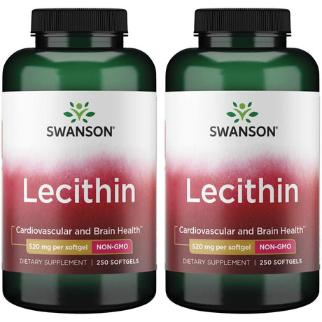 Swanson Lecithin - Non-Gmo 520 Mg 250 Sgels 2 Pack