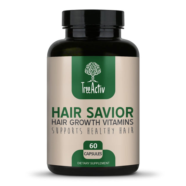 Treeactiv Hair Savior, Biotin + Saw Palmetto Hair Growth Vitamins, Volumizer & Thickening Supplement, Folate, MSM, B Complex Hair Growth Pills, 60 Capsules, 30-Day Supply