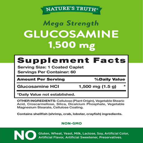 Glucosamine Sulfate 1500Mg | 60 Caplets | Mega Strength Supplement for Joint Health | Non-Gmo, Gluten Free | by Nature'S Truth