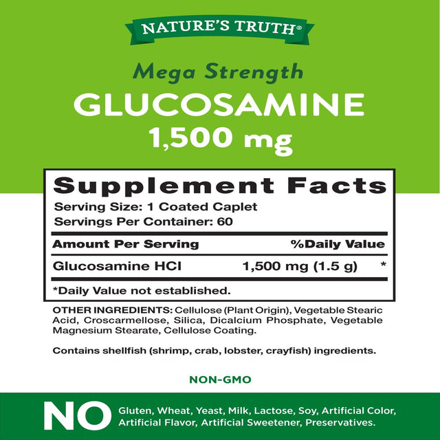 Glucosamine Sulfate 1500Mg | 60 Caplets | Mega Strength Supplement for Joint Health | Non-Gmo, Gluten Free | by Nature'S Truth