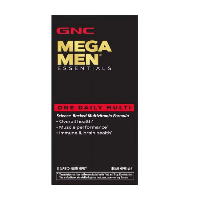 GNC Mega Men Essentials Multivitamin 2 PACK Immune and Brain Health 120 Caplets *EN