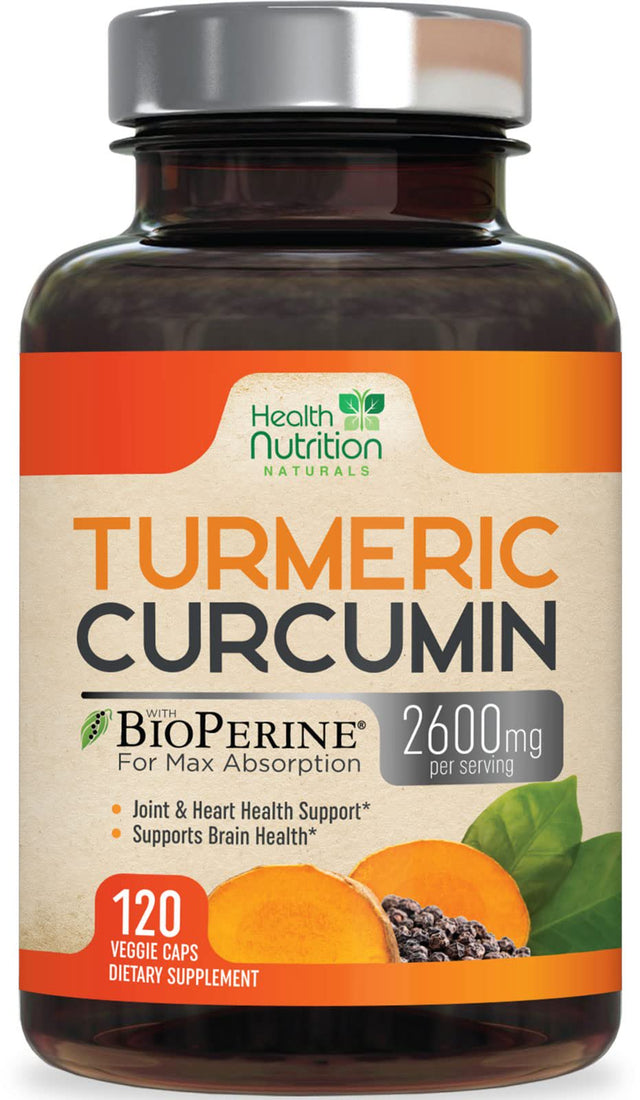 Turmeric Curcumin with Bioperine 95% Standardized Curcuminoids 2600Mg - Black Pepper for Max Absorption, Herbal Joint Support Supplement, Nature'S Non-Gmo & Gluten Free Tumeric Extract - 120 Capsules