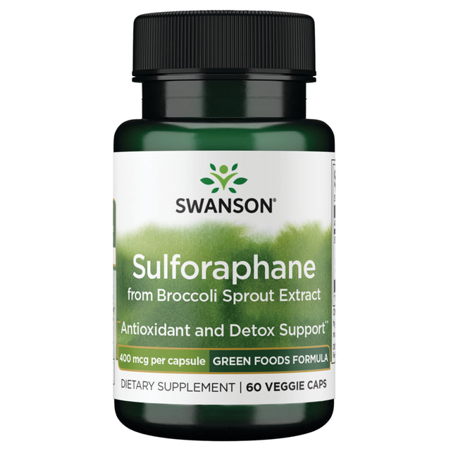 Swanson Herbal Supplements Sulforaphane from Broccoli Sprout Extract 400 Mcg Veggie Capsule 60Ct