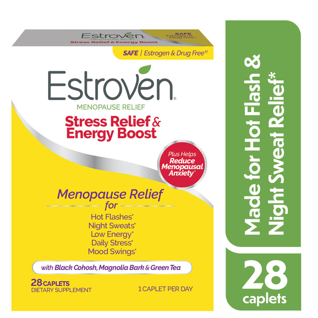 Estroven Stress Relief and Energy Boost for Menopause Relief Caplets, 28 Count