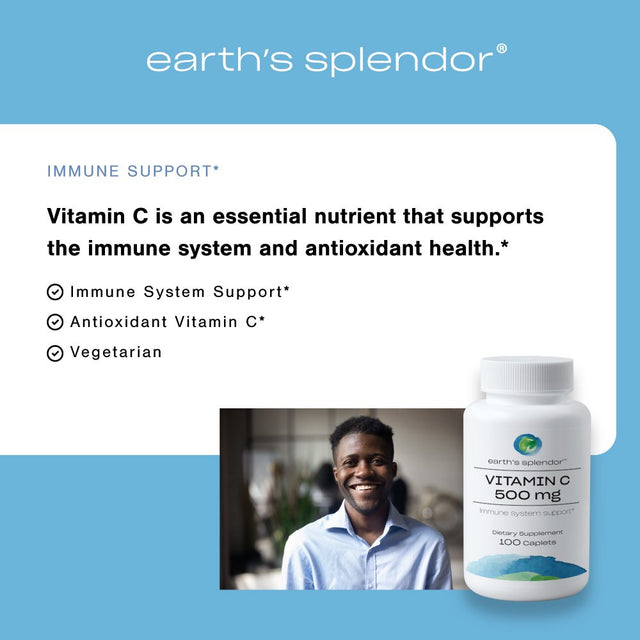 Earth'S Splendor Vitamin C, Dietary Supplement, 500Mg IU Tablets, 100 Count