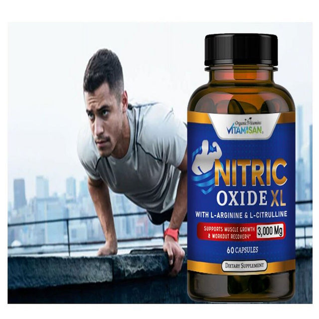 Nitric Oxide Booster Supplement W/L-Arginine 3000Mg Premium Workout Muscle Pump 60 Capsules