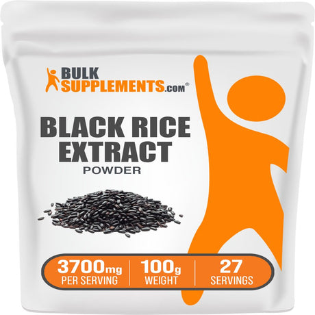 Bulksupplements.Com Black Rice Extract Powder, 3700Mg - Natural Fiber Supplement for Heart & Vision Support (100G - 27 Serv)