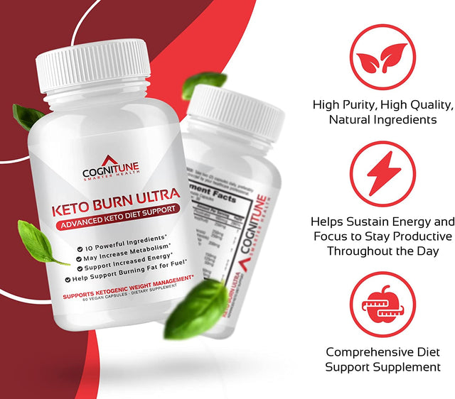 Keto Burn Keto Diet Pills – 10 in 1 Thermogenic Ketone Supplements for Women & Men, Garcinia Cambogia, Raspberry Ketones, Apple Cider Vinegar, Green Tea, Chromium Picolinate, Acai & More