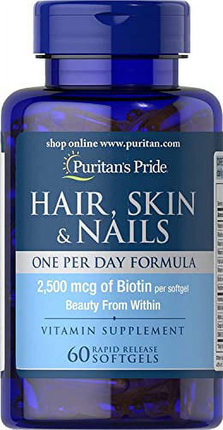 Puritan'S Pride Hair Skin Nails One per Day Formula60 Softgels, 60 Count (55554)