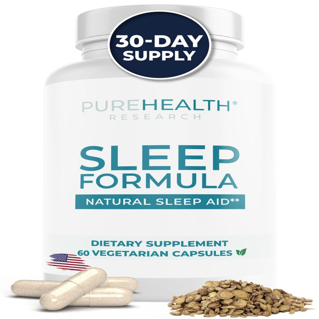 Sleep Formula by Purehealth Research, Naturally Calms & Relaxes for Deeper, Longer, Blissful Sleep, 1 Bottle