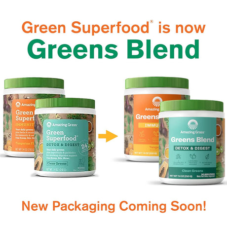 Amazing Grass Greens Blend Superfood Powder for Immune Support + Detox & Digest