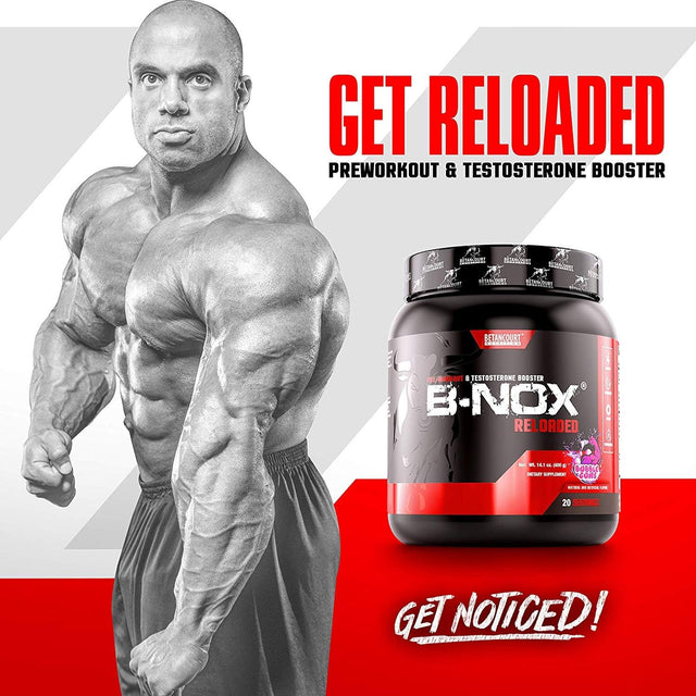 Betancourt Nutrition B-Nox Reloaded Pre Workout | Energy + Focus | Beta Alanine, L-Citrulline, Ashwagandha | 300Mg Caffeine | 20 Servings (Bubble Guns)