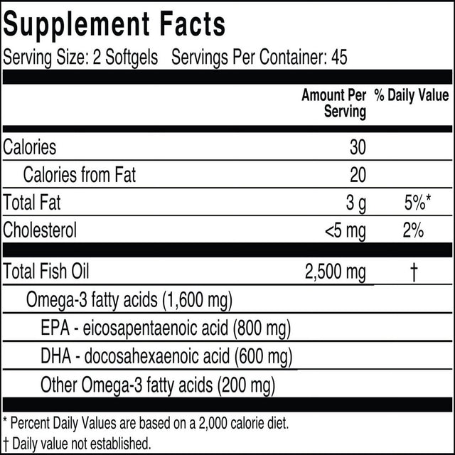 Effihealth Omega-3 Fish Oil - Triple Strength 2500Mg Fish Oil, 1200Mg EPA, 600Mg DHA - Supports Hearth Health, Brain Health and Immune Support Lemon Flavor, Burpless Fish Oil